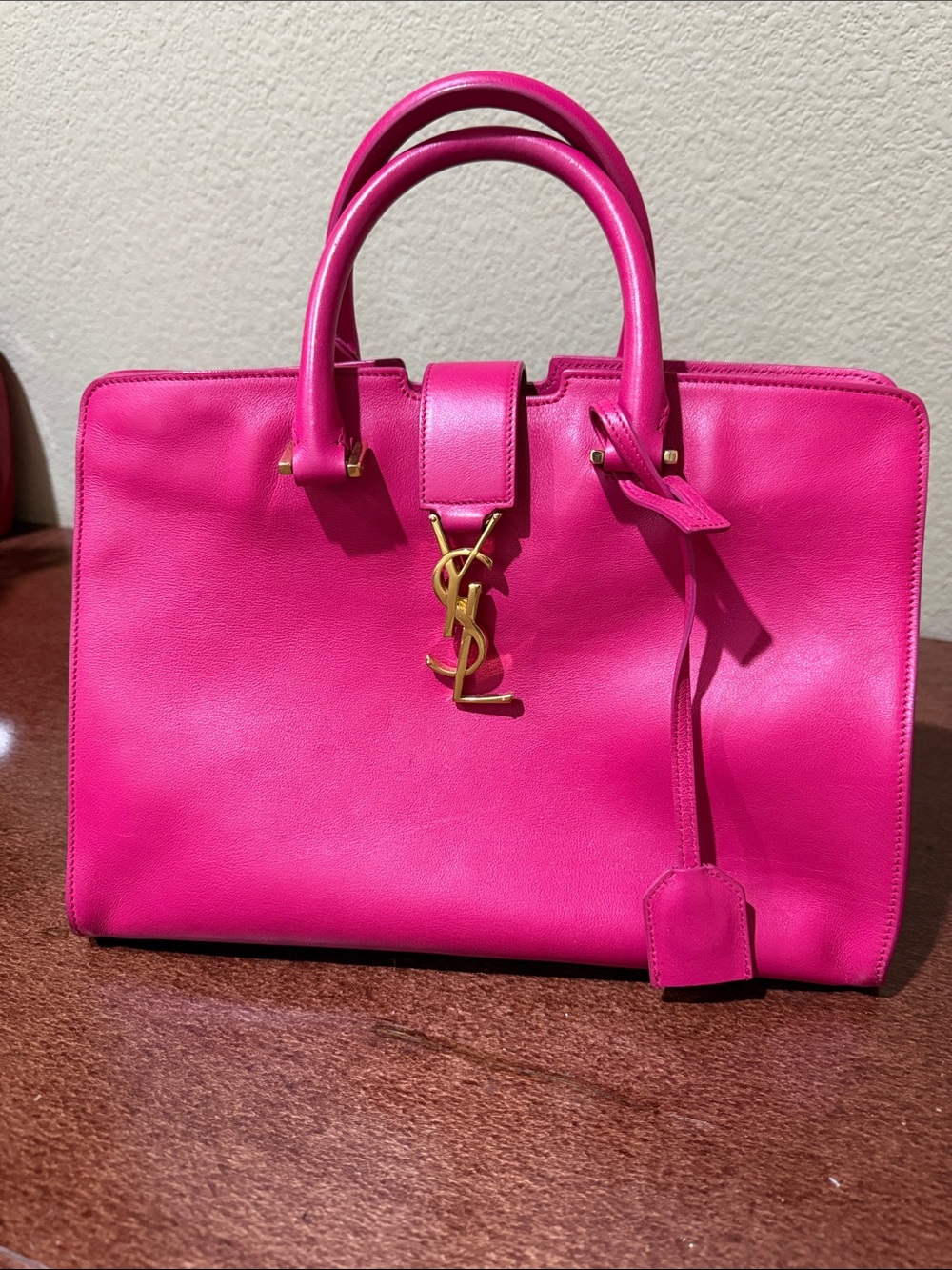 Saint Laurent Pink Leather Sac de Jour Style Tote with Gold YSL Hardware